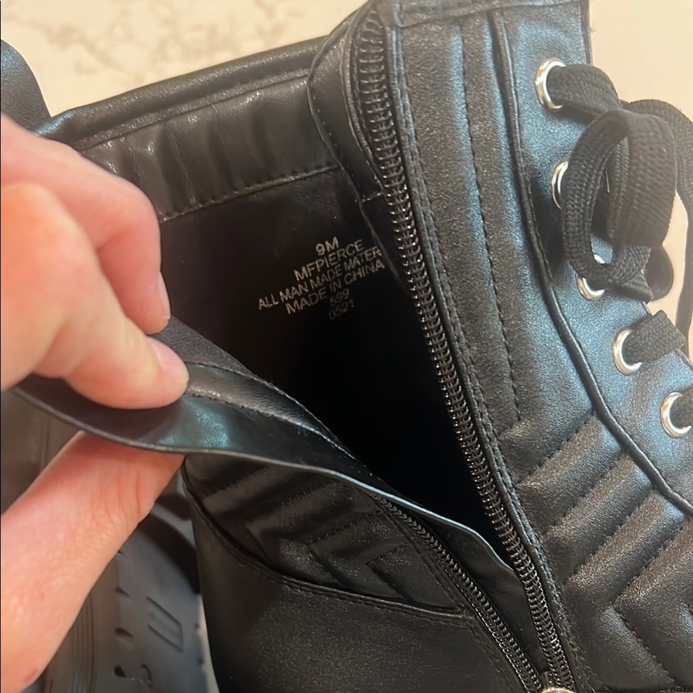 Marc Fisher Black Quilted Combat Boots - Picture 4 of 4